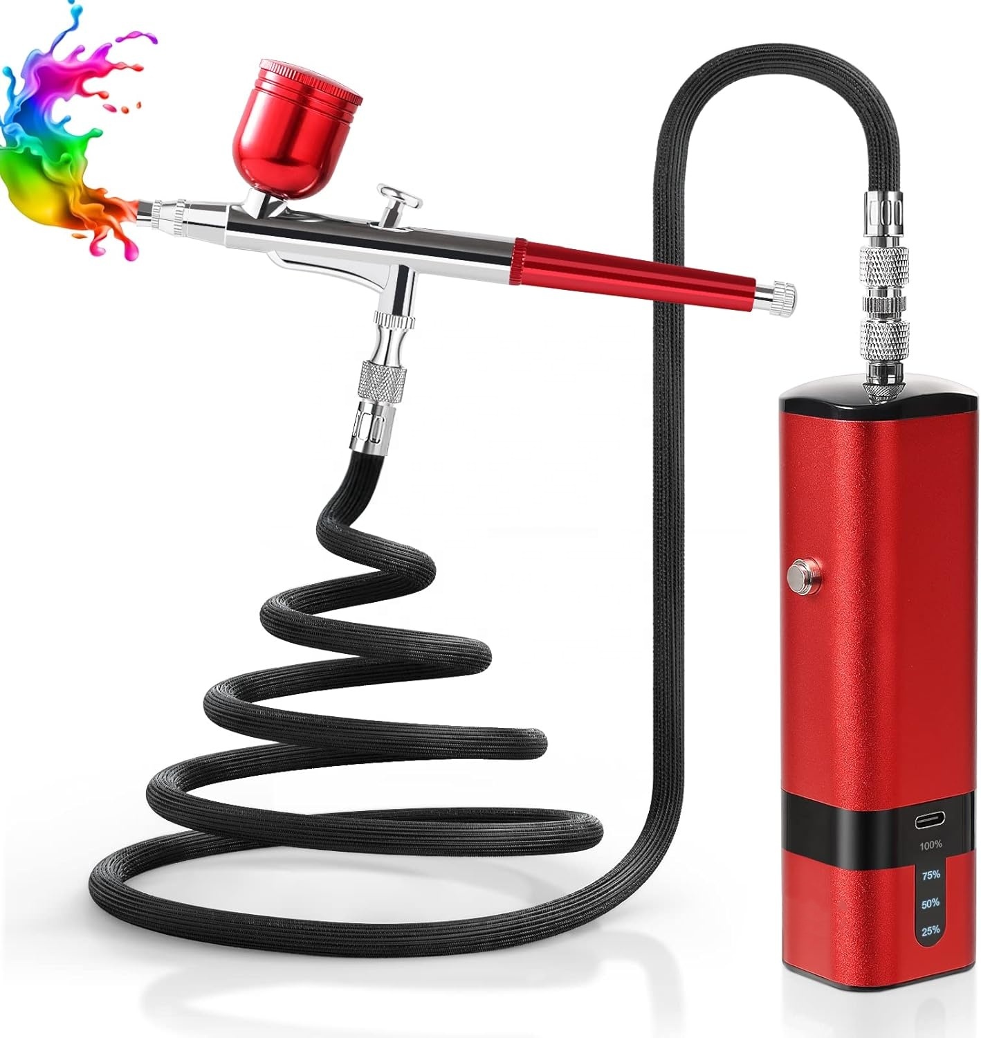 Airbrush Kit With Mini Compressor - 컴프레서가 포함된 에어브러시 키트, 32PSI 휴대용