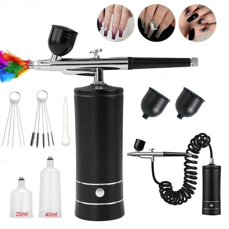 Airbrush Kit With Mini Compressor - 에어브러시 네일 아트 페인팅 키트, 컴프레서