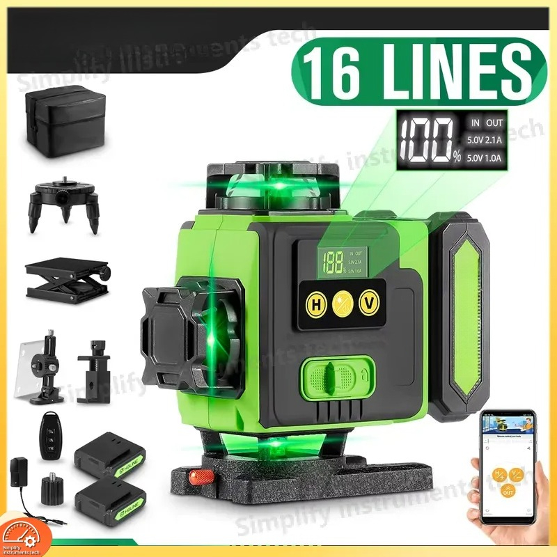 16라인 4D 레이저 레벨, 앱 원격 제어, 자동 수평 - Laser Level 16 Lines 4D Green 리뷰 및 가격