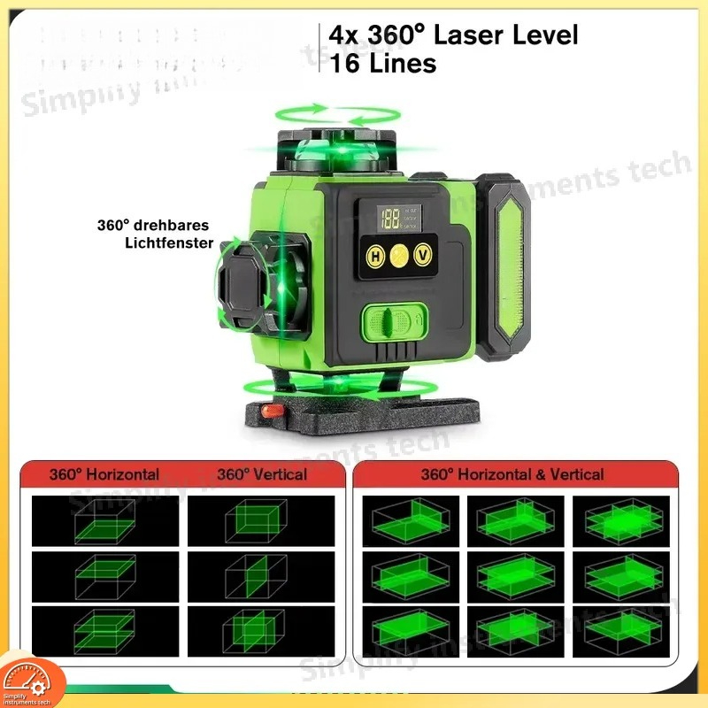 16라인 4D 레이저 레벨, 앱 원격 제어, 자동 수평 - Laser Level 16 Lines 4D Green 리뷰 및 가격