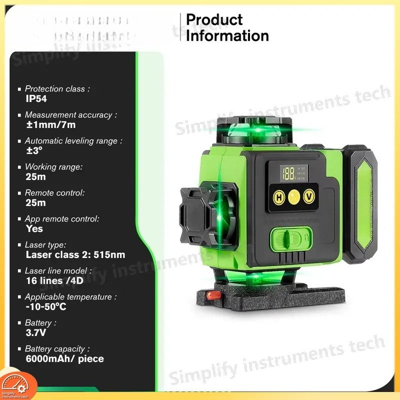 16라인 4D 레이저 레벨, 앱 원격 제어, 자동 수평 - Laser Level 16 Lines 4D Green 리뷰 및 가격