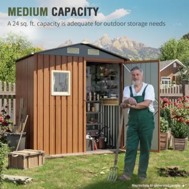 야외용 창고 6x4피트, 잠금 가능한 금속 정원 창고  - Garden Tools 리뷰 및 가격